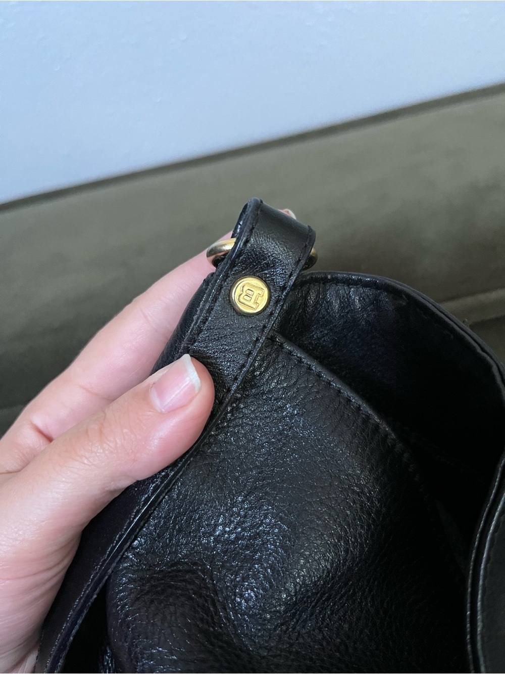 Bally Black Pebbled Leather Shoulder Bag with Gold Accents - Picture 10 of 10